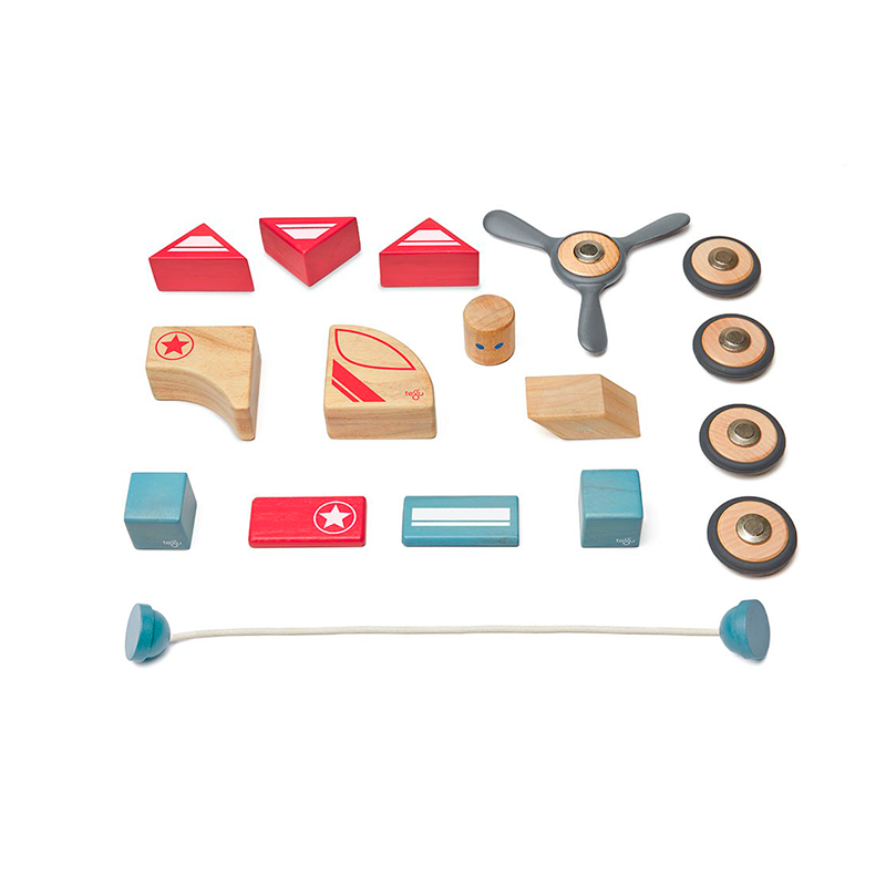 Skyhook <br>Magnetic Wooden Blocks <br>Stunt Team, 17 pieces