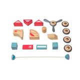 Skyhook <br>Magnetic Wooden Blocks <br>Stunt Team, 17 pieces