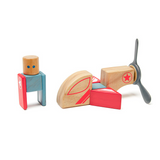 Skyhook <br>Magnetic Wooden Blocks <br>Stunt Team, 17 pieces
