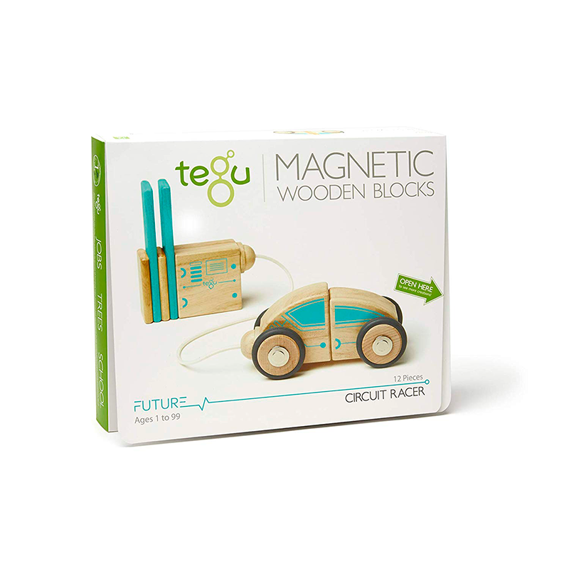 Circuit Racer <br>Magnetic Wooden Blocks <br>Future Collection, 12 pieces