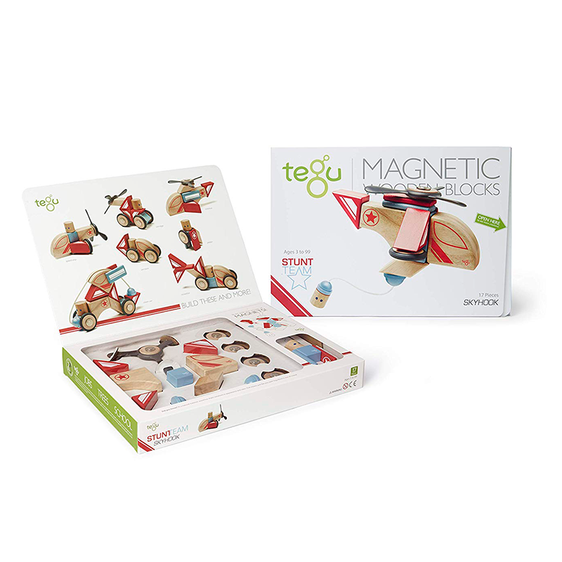 Skyhook <br>Magnetic Wooden Blocks <br>Stunt Team, 17 pieces