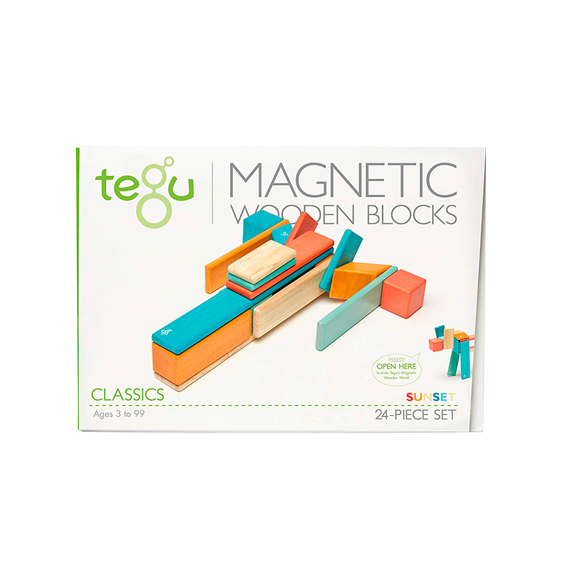 24 Piece Set Magnetic Wooden Blocks Tegu Classics