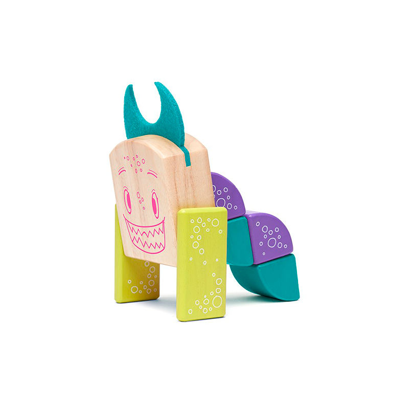 Pip <br>Magnetic Wooden Blocks <br>Sticky Monsters, 8 pieces