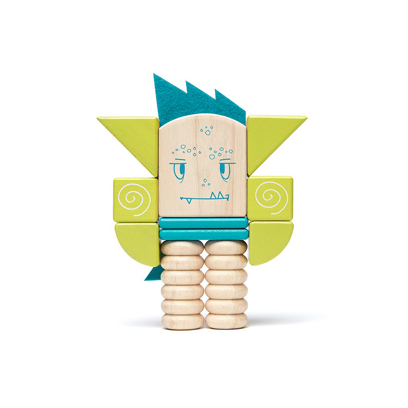 Zip Zap <br>Magnetic Wooden Blocks <br>Sticky Monsters, 12 pieces