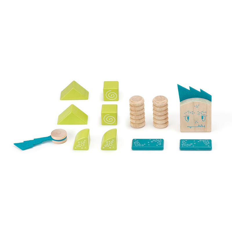 Zip Zap <br>Magnetic Wooden Blocks <br>Sticky Monsters, 12 pieces