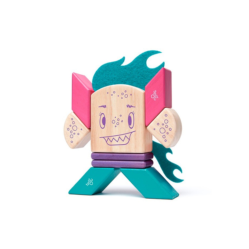 Finklebear <br>Magnetic Wooden Blocks <br>Sticky Monsters, 10 pieces