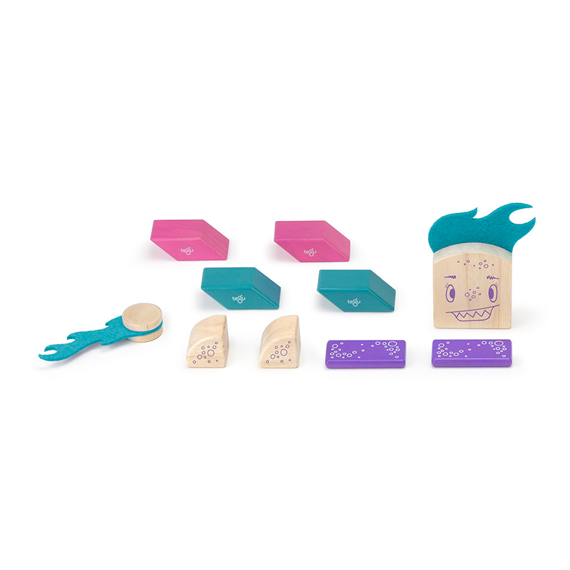 Finklebear <br>Magnetic Wooden Blocks <br>Sticky Monsters, 10 pieces