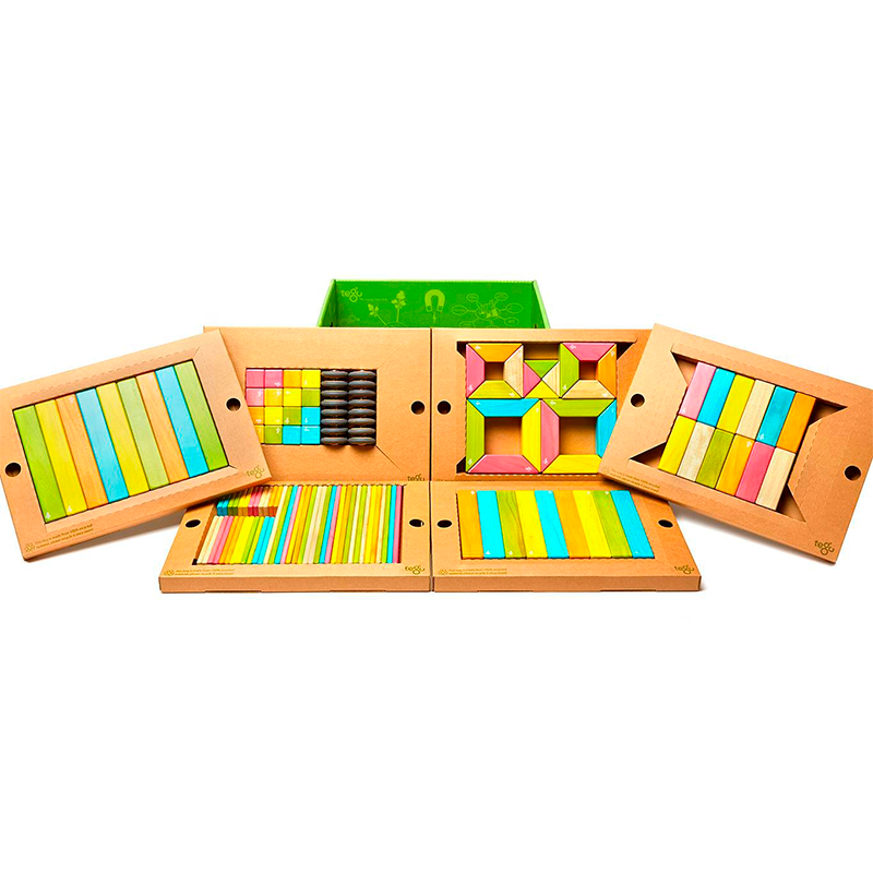 130-Piece Classroom Kit Magnetic Wooden Blocks Bulk Pack